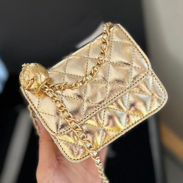 

Designers bags Real leather Golden ball Women luxurys Shoulder bag Handbags Messenger Chain Bag Clutch Flap crossbody Wallet lady clutch Fortune bag 13m, Gold