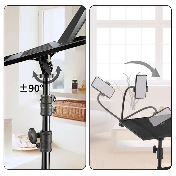 90/125cm Projector Tripod Stand Laptop Tripod Adjustable Height DJ Mixer Standing Desk Outdoor Computer Desk Stand with Tray
