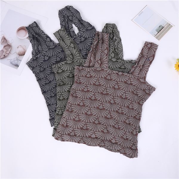 

Knitted jacquard embossed elastic vests, Black