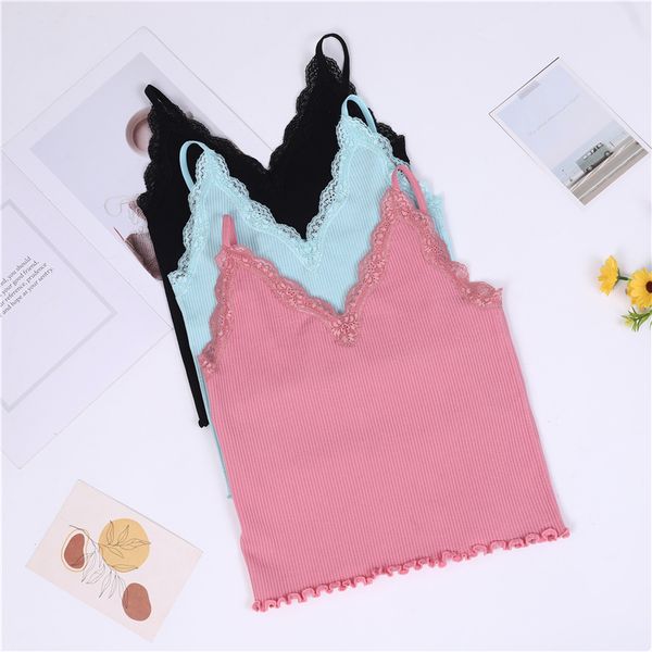 

Chic Sleeveless Lace Cami Top - Women' V-Neck Body Shaping Undergarment, Pink
