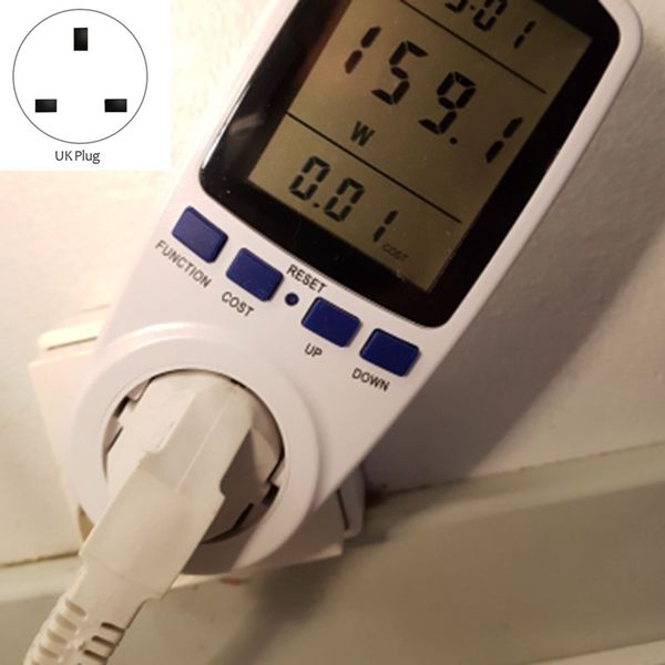 AC Digital LCD Power Meter Kwh Electric Energy Measuring Socket Analyzer UK Plug