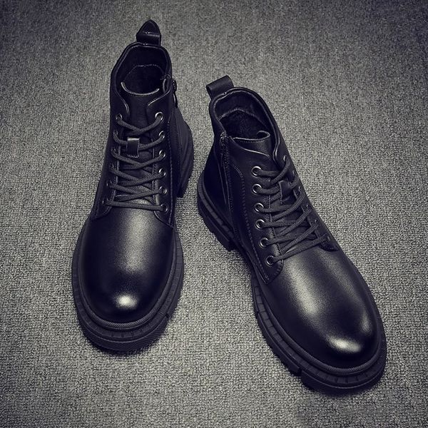 

Shoe Elegant Men's Leather Shoes - 2024 Seasonal Martin Boots with Premium First Layer Cowhide, Black