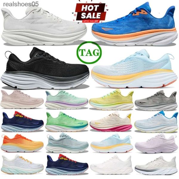 

running shoes clifton 9 bondi 8 women mens black white Cloud Blue Coral Peach Harbor Mist womens sport trainers sneakers, 13_color