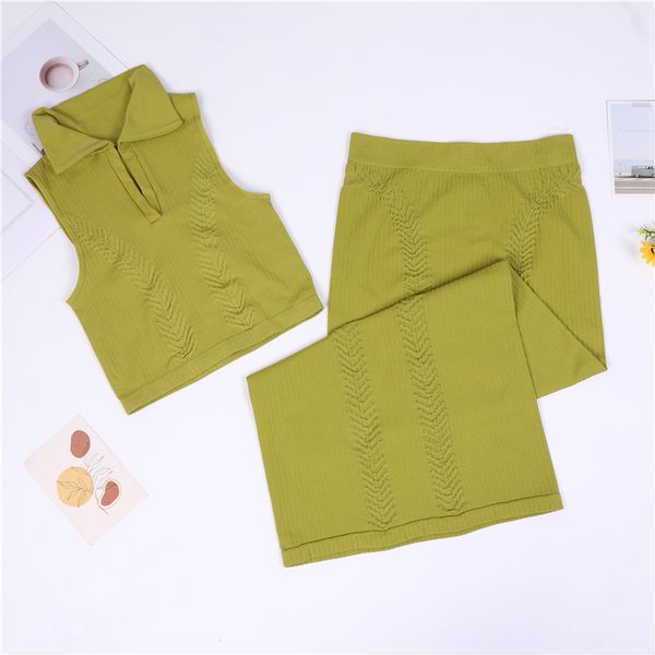 

Lapel tank top long skirt two-piece suit for women, White