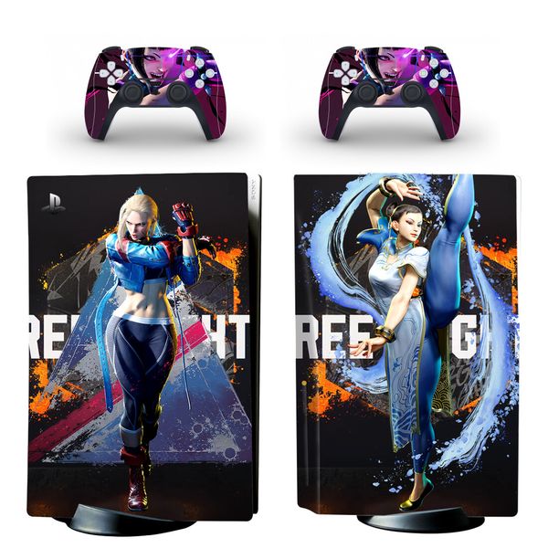 Street Fighter Ryu Chun Li Guile PS5 Disc Skin Sticker Protector Decal Cover for Console Controller PS5 Disk Skin Sticker Vinyl