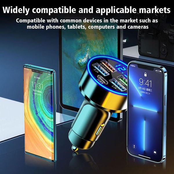 4 Port USB Car Charger Type C PD Fast Adapter For Huawei OPPO Oneplus IPhone XS Fast Charging Car Accessories
