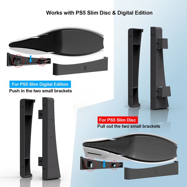 For PS5 Console Holder Horizontal Stand Bracket Host Rack Storage Holder Space Saving for Playstation5 Slim Disc Digital Edition