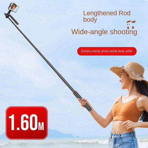

Aluminum Alloy P185 1.6M Handheld Stabilizer Floor Telescopic Pole Quadrupod Mobile Phone Bluetooth Selfie Stick