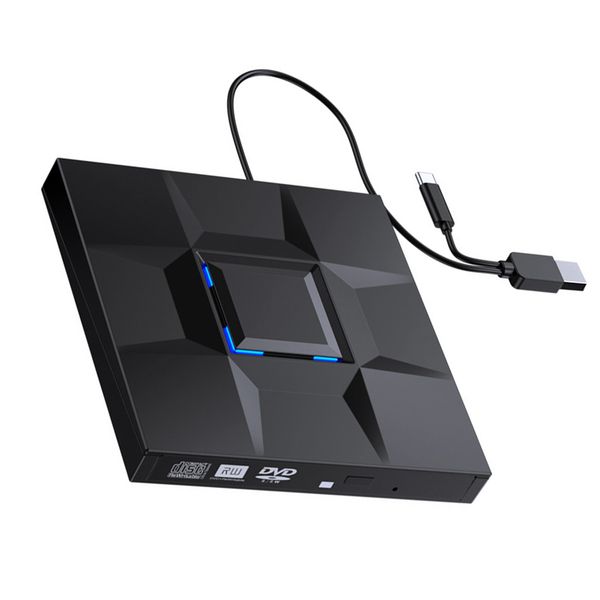 External CD/DVD Drive USB3.0 Type-C DVD Player DVD/CD-RW Optical Disk Portable CD Burner for Laptop Desktop