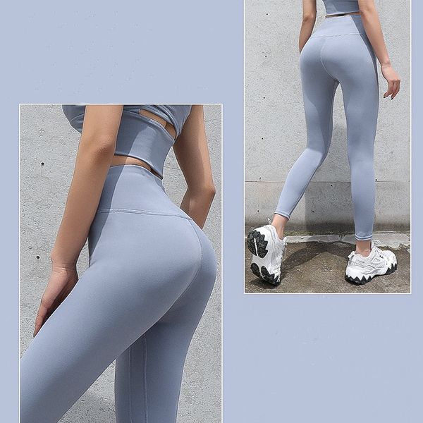 

Naked Material Women Yoga Pants Solid Color Sports Gym Wear Leggings High Waist Elastic Fitness Lady Overall Tights Workout, Lavender