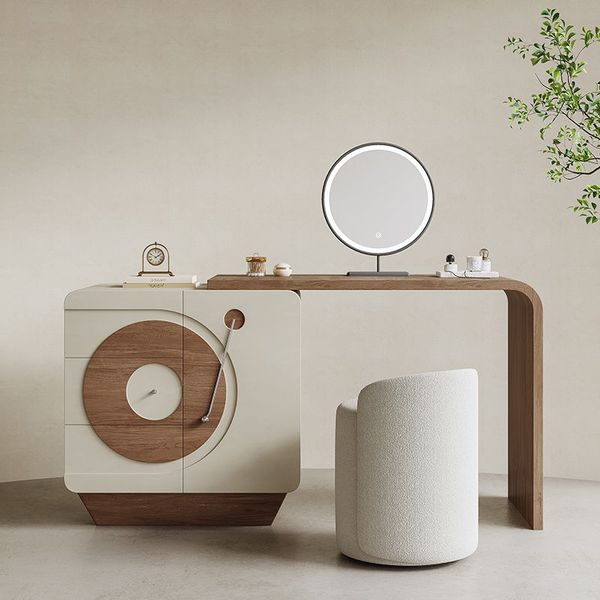 

Solid wood dressing table, bucket cabinet, integrated cream style small storage dressing tables French retro bedroom, bed end storage cabinets