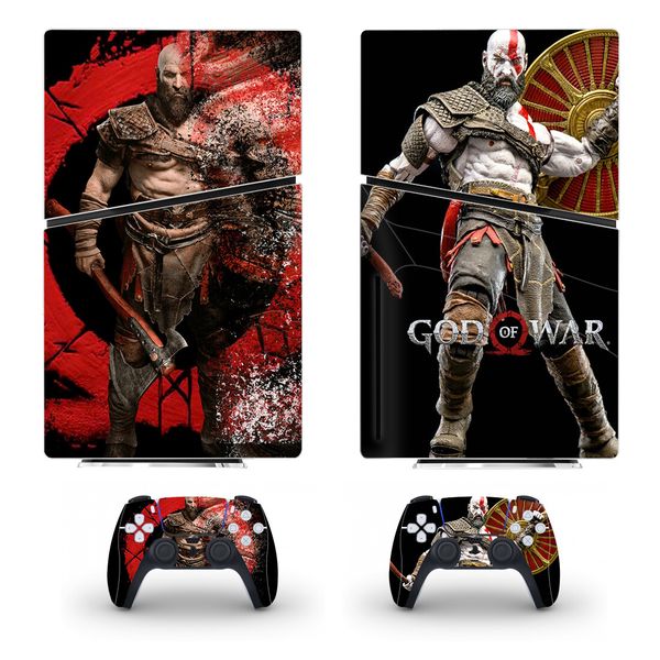 Game God of War PS5 Slim Disc Skin Sticker Decal Cover for Console and 2 Controllers New PS5 Slim Disk Skin Sticker Vinyl