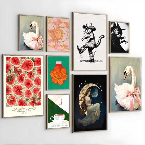 

1Pc Wooden Framed Canvas Poster, Art Nouveau poster of the Moon Goddess, Moon, Creative Waterproof Canvas Posters, Bedroom, Office