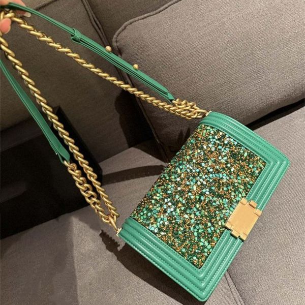 

Woman Diamond Shouder Bags Designer Bead Bag Crossbody Chain Bag Small Mini Shiny Beading Sequin Cross Body, Red