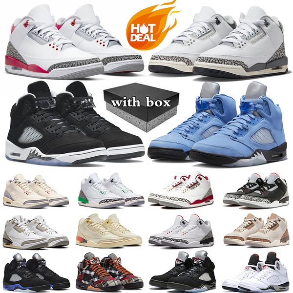 

With Box 3s 5s basketball shoes for men women 3 Wizards Fire Red White Cement Lucky Green 5 UNC Oreo Racer Blue Black Metallic sports trainers sneakers, Beige