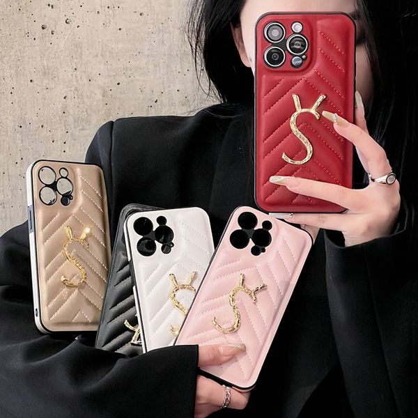 

Senior Designer Leather Phone for iPhone 13 14 15 16 Pro Max 12 12Pro 12proMax Deluxe Fashion Print Design Classic Iphone Case, Black