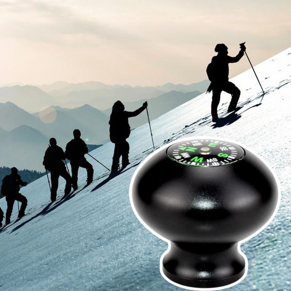 Tripod Monopod Trekking Pole Cane Head Mount Round Handle with Metal Compass & 1/4 to 3/8 Screw Adapter Outdoor Sports Accessory