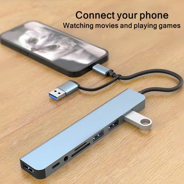 2 in 1 4/5/7/8 Port USB C Expander USB 3.0 Hub Type C Splitter new Type C Dock Multiport Adapter USB 2025 2.0 Expander For Phone Tablet