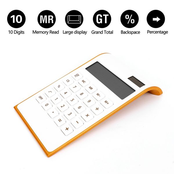 Calculator, Slim Elegant Design, Office/Home Electronics, Dual Powered Desktop Solar Power, 10 Digits, Tilted LCD Di