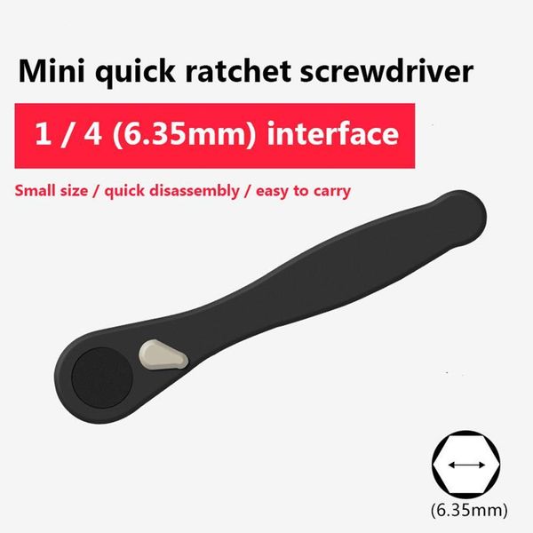 Ratchet Spanner 1/4 Quick Socket Wrench Rod Screwdriver Handle Quick Release