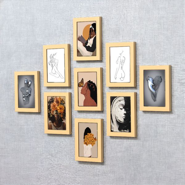 

3 pieces Wooden Framed Canvas Poster thick textured black and white art, abstract face, nordic unique venus head art