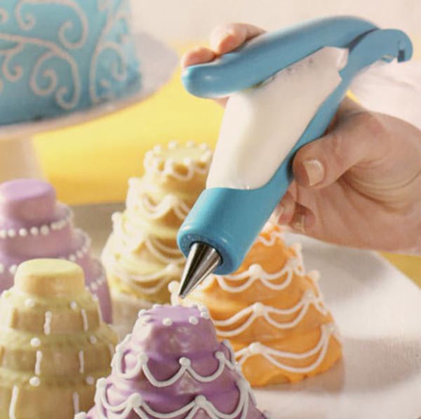

Flower applicator Cream squeezer Cake writing and decorating pen Flower bag flower mouth Novice baking tool set, Blue