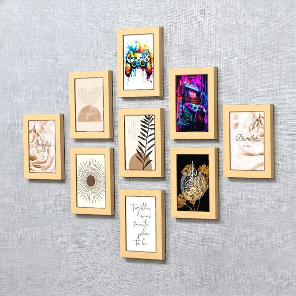

3 pieces Wooden Framed Canvas Poster islamic calligraphy, black and gold apricot leaves, marble fluid abstract art
