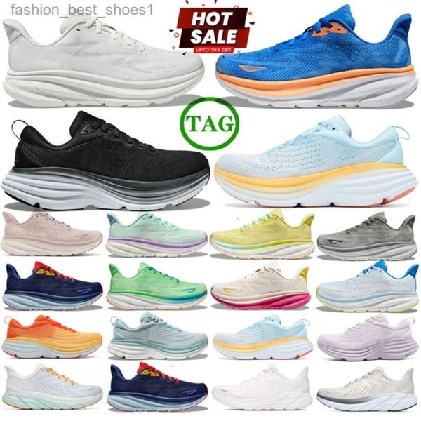 

running shoes clifton 9 bondi 8 women mens black white Cloud Blue Coral Peach Harbor Mist womens sport trainers sneakers, 17_color