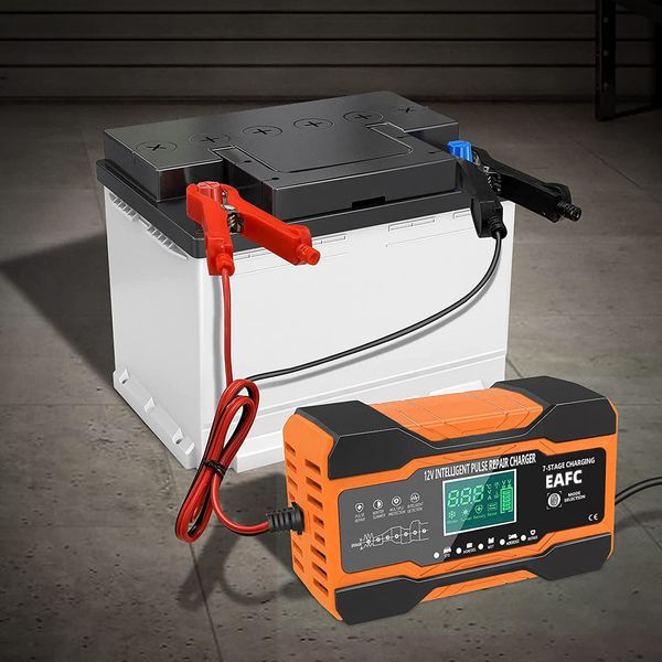 

12V EAFC 12A Car Battery Charger 240W Fully Automatic Pulse Repair Charging Suitable for Car Motorcycle AGM GEL WET Lead Acid