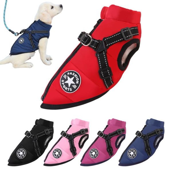 

Waterproof Warm Dog Jacket Vest Winter Dog Clothes With Harness French-Bulldog Coat Pet Costume for Small Large Dogs, Camouflage