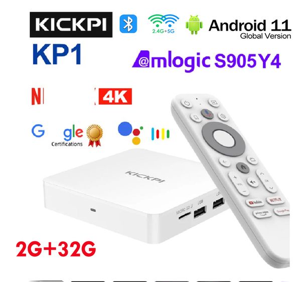 KICKPI-TV Box KP1, decodificador con Android 11, certificado por Netfix, Amlogic S905Y4, 4K, AV1, 1080P, Wifi Dual, BT5.0 vs mecool KM2 PLUS, hako pro gd1