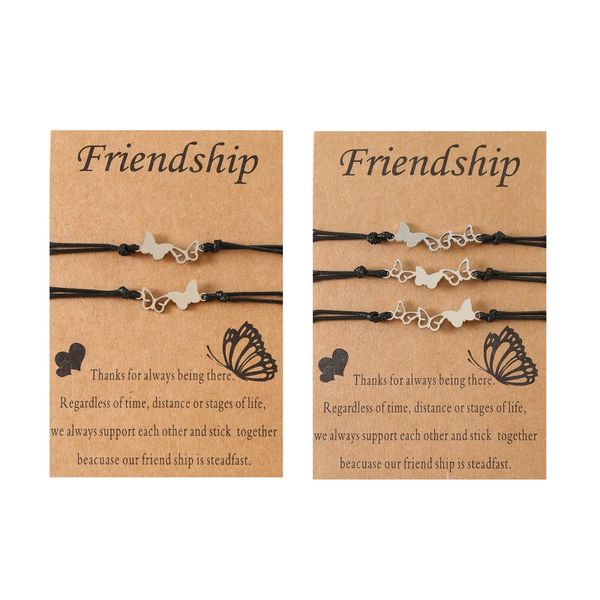 Hollow Butterfly 2Pcs/3Pcs for Bracelets Matching Braided Bracelet for Best Friend Family Women Girls Friendship Jewelry smile
