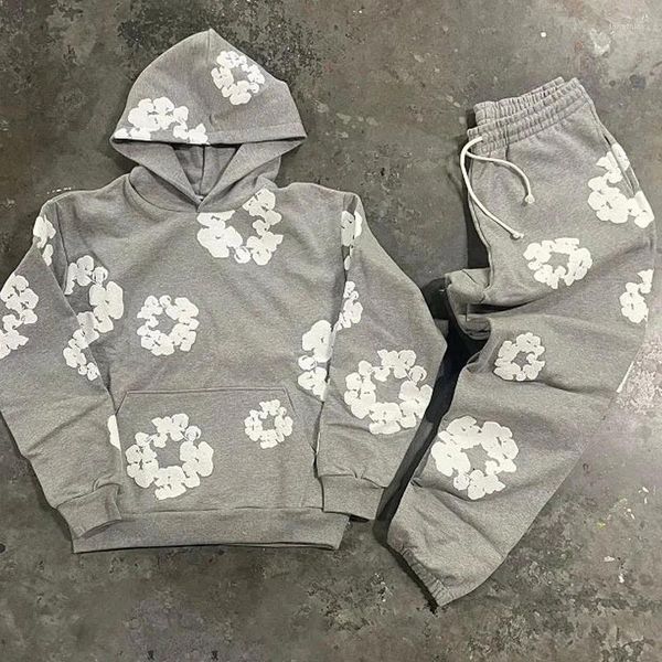 

Men's Tracksuits Streetwear Y2K Suit Mens Hoodie Sweatpants Two Piece Set Hip Hop Patchwork Oversized Pullover Sweatshirt Casual Pants, Sage