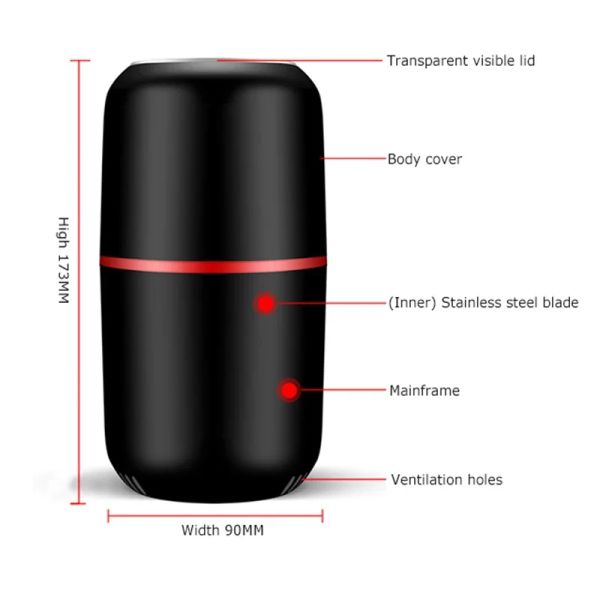 Electric Coffee Grinder Multifunctional Mini Kitchen Salt Pepper Grinder Household Powerful Beans Herbs Spice Nuts Mill Machine