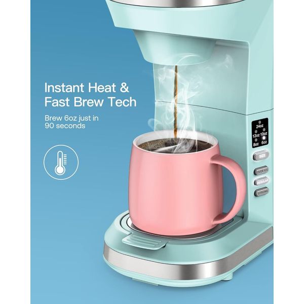 Hot and Iced Coffee Maker for K Cups and Ground Coffee, 4-5 Cups Coffee Maker and Single-serve Brewers