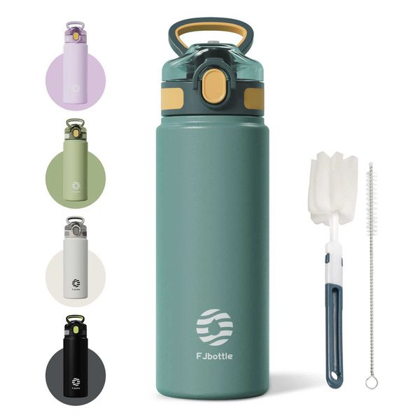 

FEIJIAN with straw 600ml 720ml stainless steel hot cup car iatable flame water for outdoor sports Y241114, Black