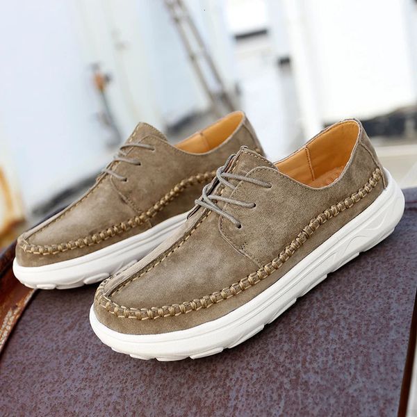 New Genuine Leather Mens Casual Shoes Lightweight Business Men Comfortable Driving Loafers Sneakers