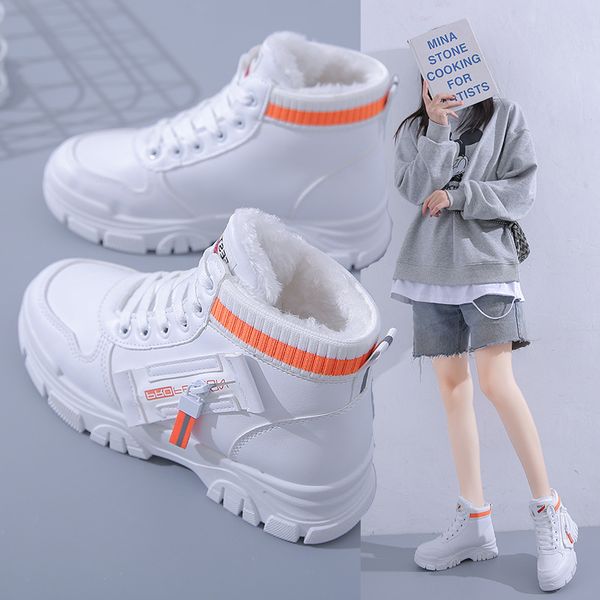 

Cotton shoes girls 2024 new winter high-top ins style short boots velvet thickened snow boots casual cotton shoes, Orange