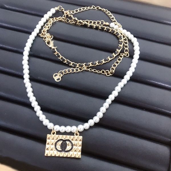 

Pearl Necklace Designer Women Pendant Luxury Gold Plated Choker Necklace Wedding Party Jewelry Accessories