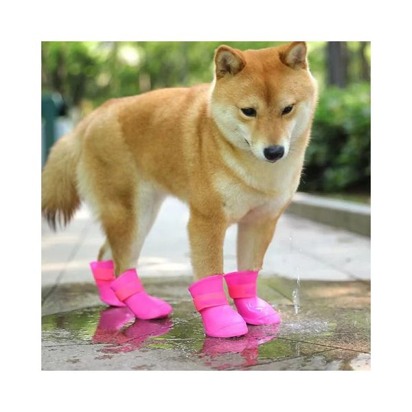 

4Pcs Pet WaterProof Rainshoe Anti-slip Rubber Boot For Small Medium  Dogs Cats Outdoor Shoe Dog Ankle Boots Pet Accessories, Red