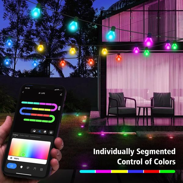 

WiFi Tuya Smart LED String Lights USB RGB 15m 25 Bulbs Fairy Lights Room Outdoor Garden Decor Garland Bulb Lamp Christmas Light