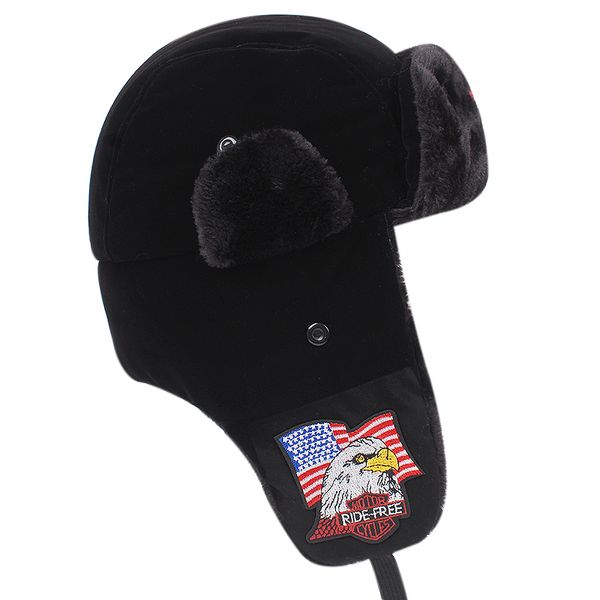 

New Five-star Lei Feng Hat Winter Outdoor Warm Windproof Ear Protection Dad Cap Plus Velvet Thickened Flight Hat, Black1