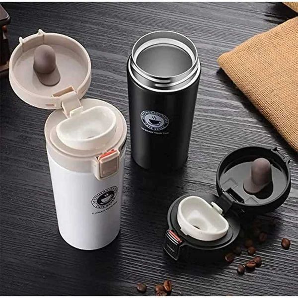 

500ML leak proof g double wall 304 stainless steel coffee cup tea vacuum foil hot MOS water bottle Y241114, Black