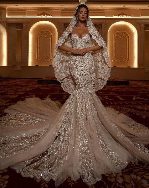 

Modern Crystals Beaded Satin Wedding Dress With Detachable Train Long Sleeves Chapel Bridal Gowns Pleats White Garden Bride Dresses Spring Vestido De Novia 02