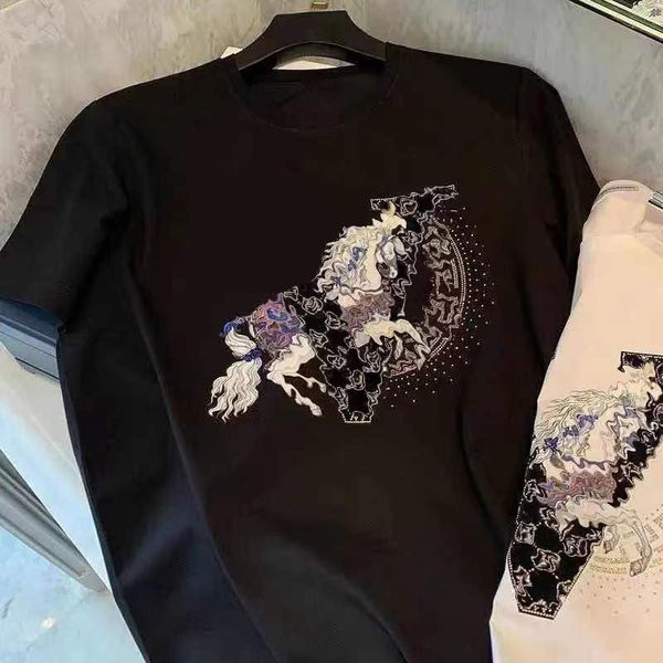 

Summer new T-shirt Fashion simple men women round neck casual short sleeve trend Black white tiger pattern half sleeve wholesale clothing letters pure cotton D17, Ivory