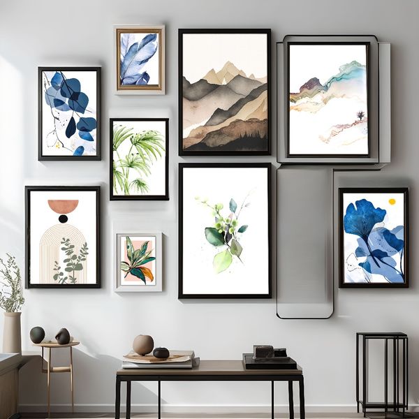 

3 pieces Wooden Framed Canvas Poster abstract art, modern minimalist art, natural scenery,Creative Waterproof Canvas Posters, Bedroom