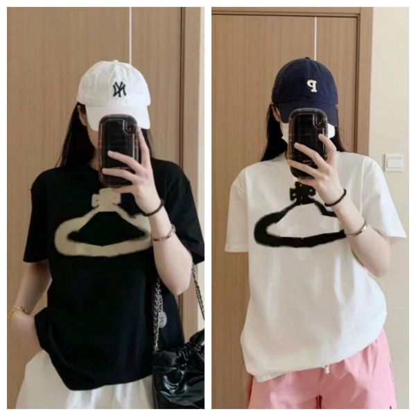 

Designer t shirts for women Saturn tshirt letter embroidered print short sleeved T Vivienne Pure cotton black white loose fit  womens designer clothing