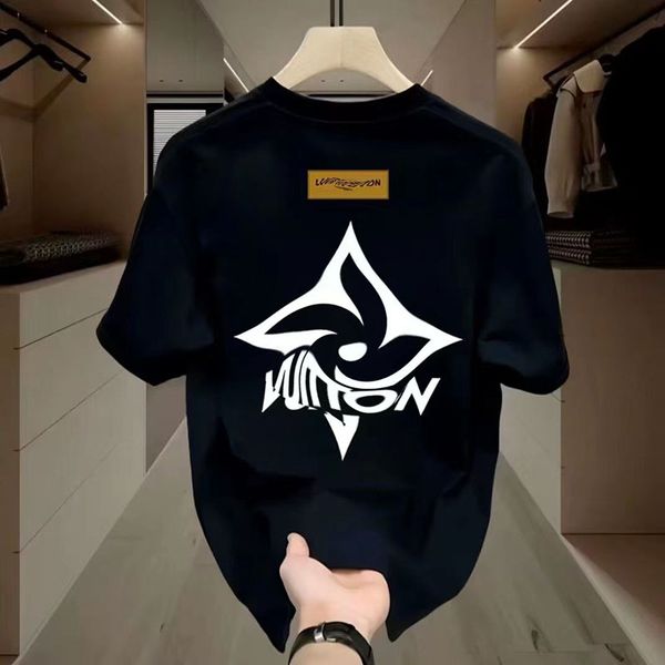 

Summer new T-shirt Simple men women round neck casual short sleeve fashion trend letter T-shirt half sleeve wholesale clothing letter color pure cotton D12, Black