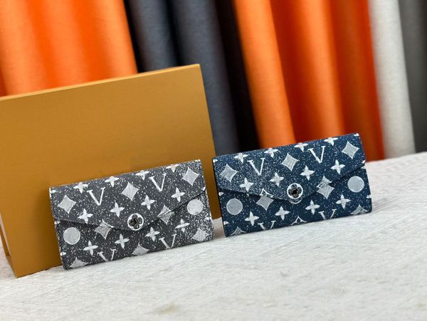 

2024 New Long folding envelope wallet fashion women and men tote designer bag clutch handbag evening bags wallets coin purse M61184, Black