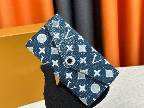 

M61184 Long folding envelope wallet fashion women and men tote designer bag clutch handbag evening bags wallets coin purse, Blue